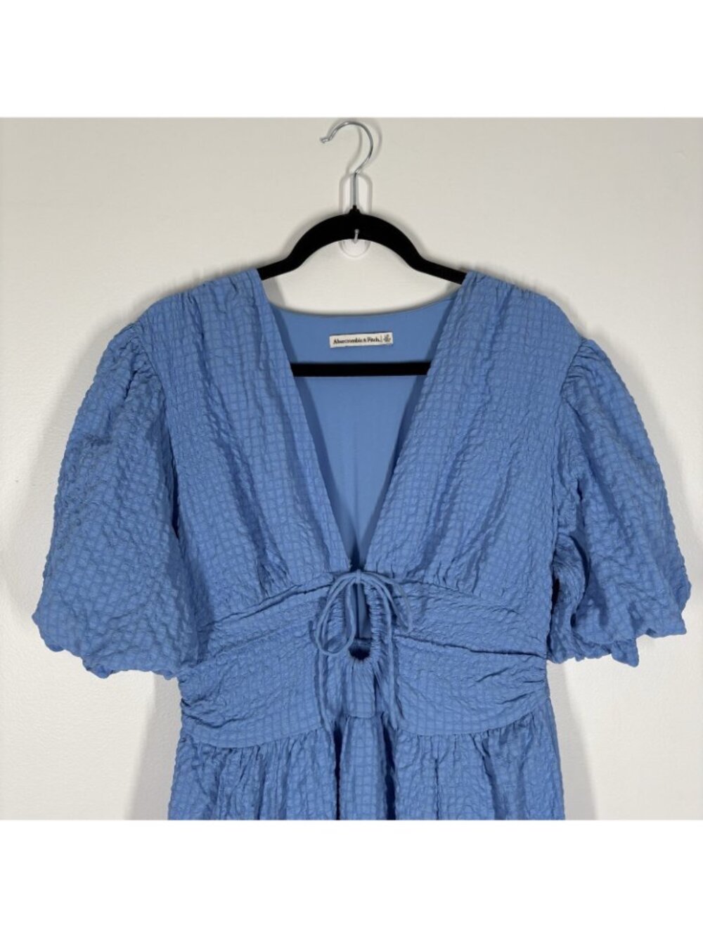 Abercrombie & Fitch Women LP French Blue Tie-Front Textured Maxi Dress NWOT - Picture 6 of 16